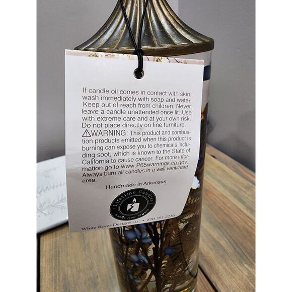 White River Blue FLORAL CYLINDER Lifetime Oil Candle 12.5" x 3.5" - Picture 10 of 12